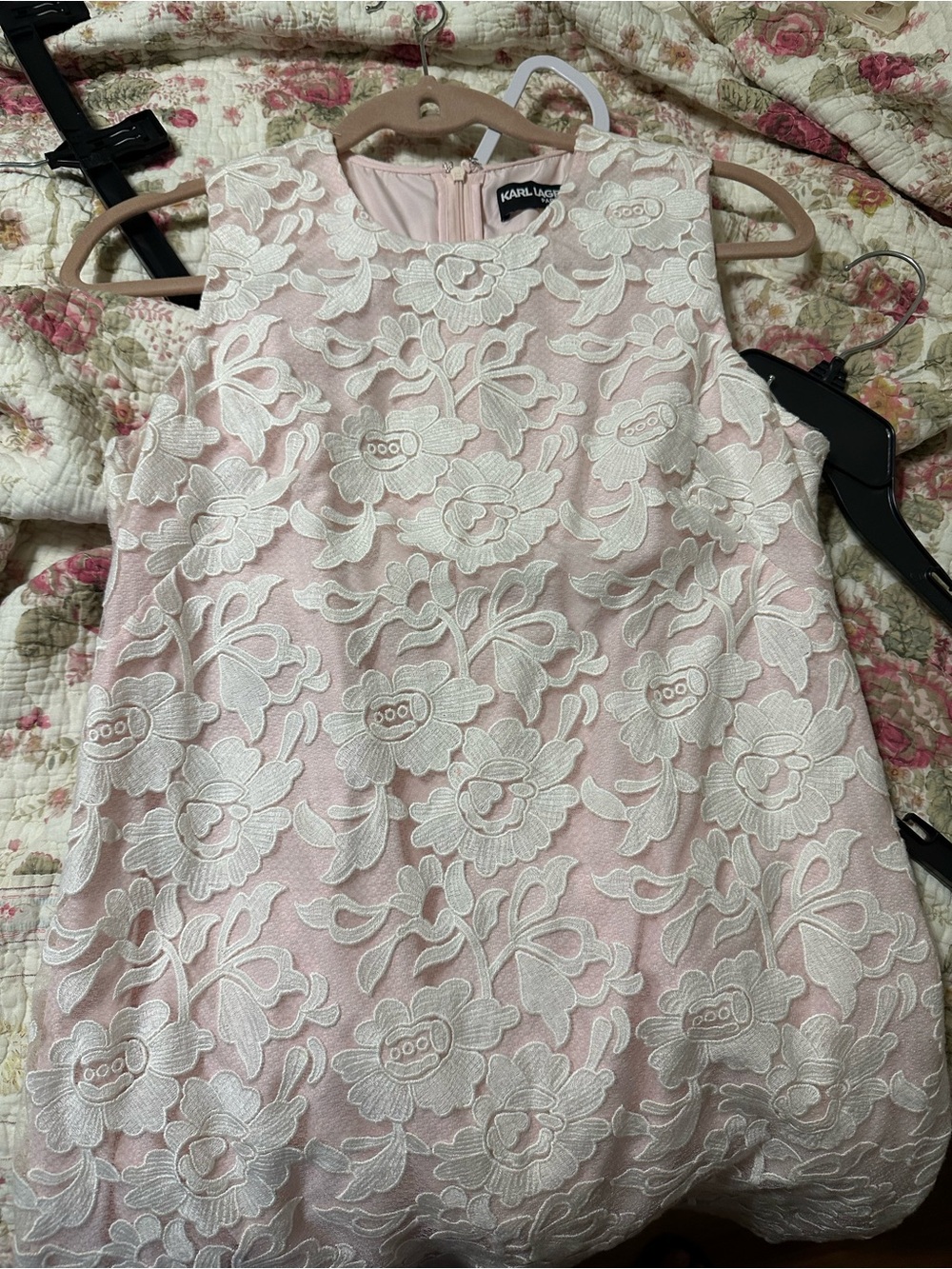 Karl Lagerfield Pink Lace Floral Dress Size 4
